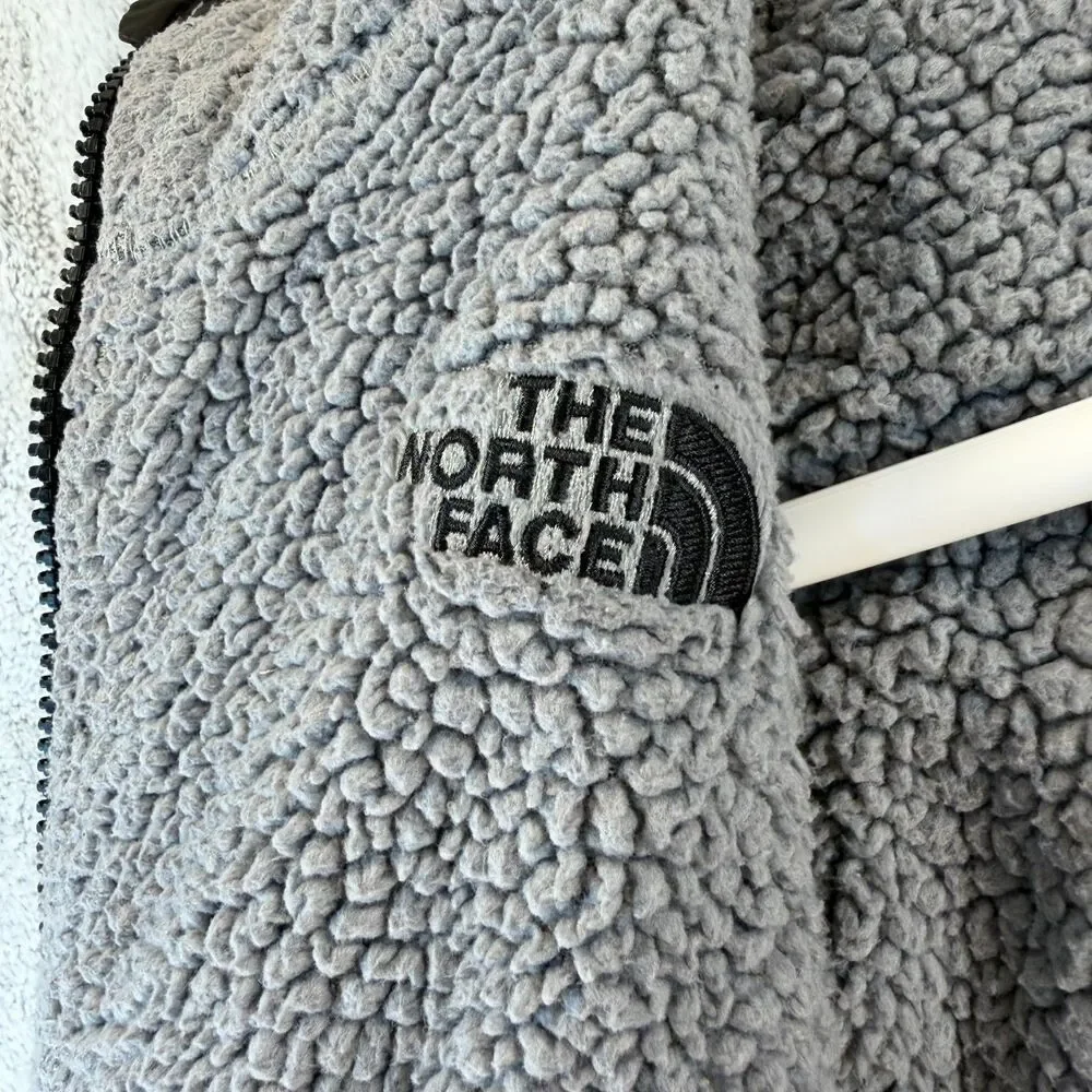 The North Face Reversible Boys Jacket Sherpa Fleece Red Black L 14/16 Zip